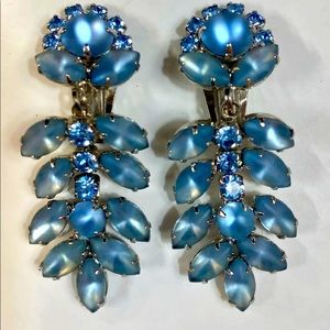 Vintage Frosted Moonglow & Rhinestone clip one